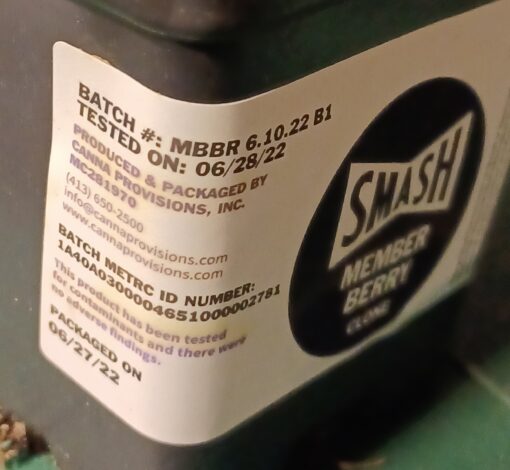Member Berry, Verified/Tested Chemdog Smash Hits Canna Provisions Clone Only Cut - Image 3
