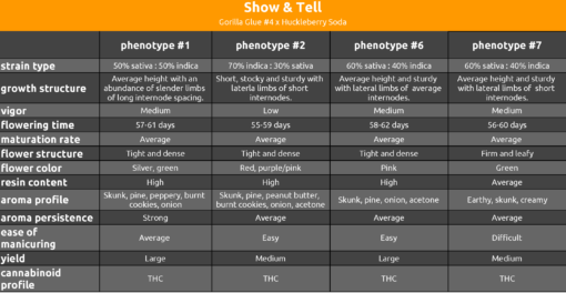 Show & Tell phenotype chart
