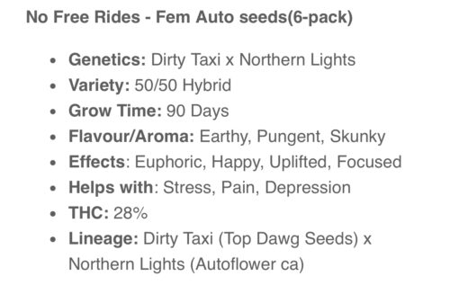 No Free Rides (10-Seeds) Fem Auto - Image 2