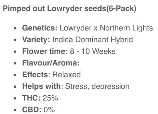 Pimped Out Lowryder (10-Seeds) Fem Auto - Image 2