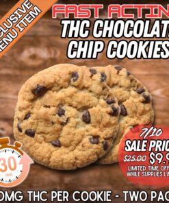 THC Chocolate Chip Cookies - 2 Pack (50mg Each)