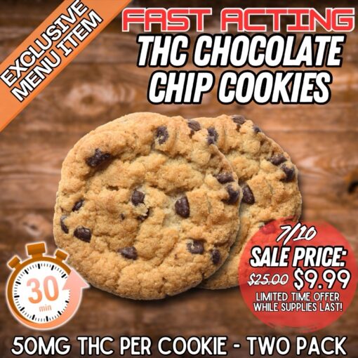 THC Chocolate Chip Cookies - 2 Pack (50mg Each)