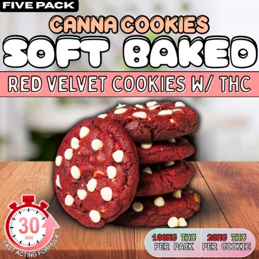 Canna Cookies | THC Infused Soft Baked Red Velvet Cookies