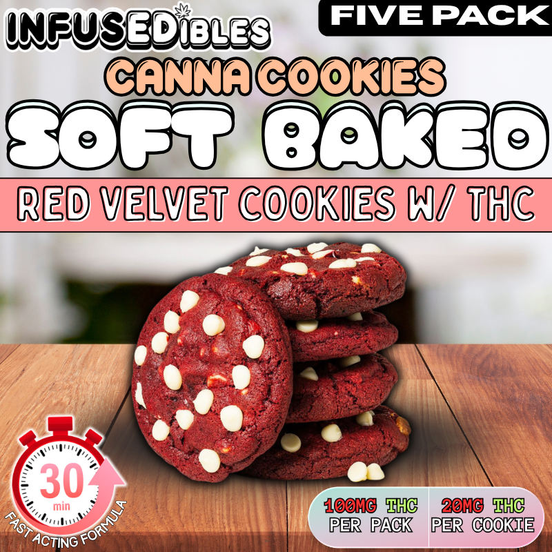 Canna Cookies | THC Infused Soft Baked Red Velvet Cookies