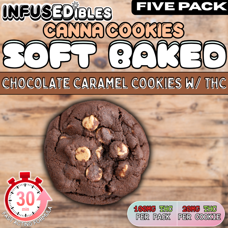 Canna Cookies | THC Infused Soft Baked Chocolate Caramel Cookies