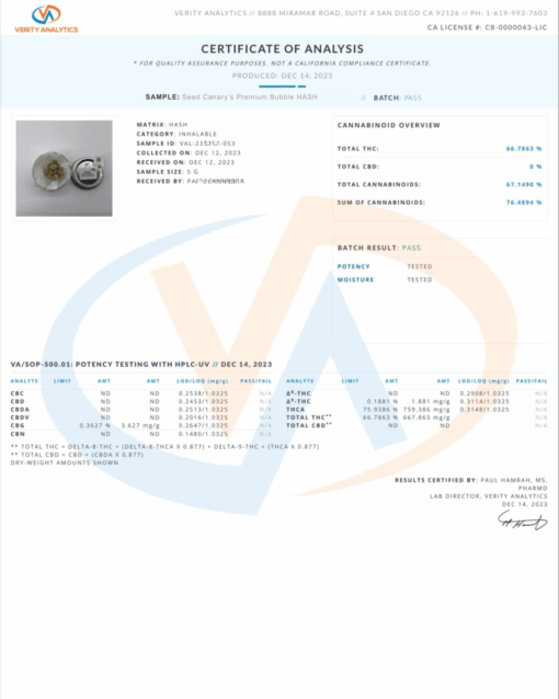 Premium THCA Bubble Hash | Runtz (1G) - Image 2