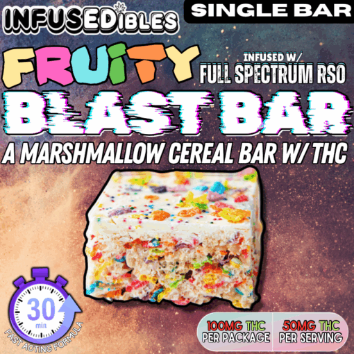 Fruity Blast Bar –  Fruity Pebbles Cereal Bar W/ Full Spectrum RSO | 100mg THC