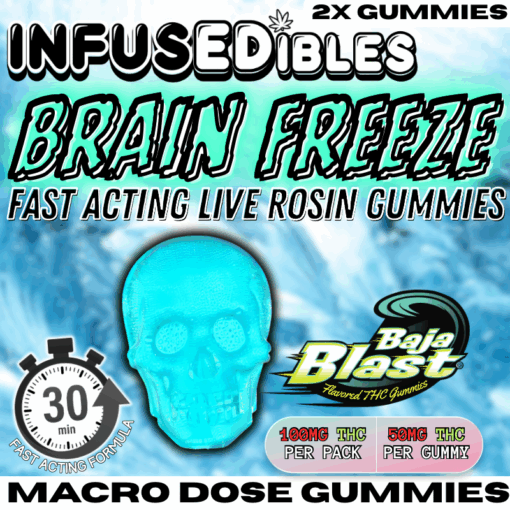 Brain Freeze – Macro Dose Live Rosin THC Gummies | 100mg THC