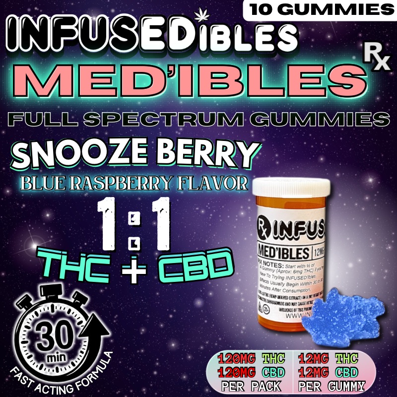 MED'ibles – 1:1 Full Spectrum THC + CBD Gummies | SnoozeBerry