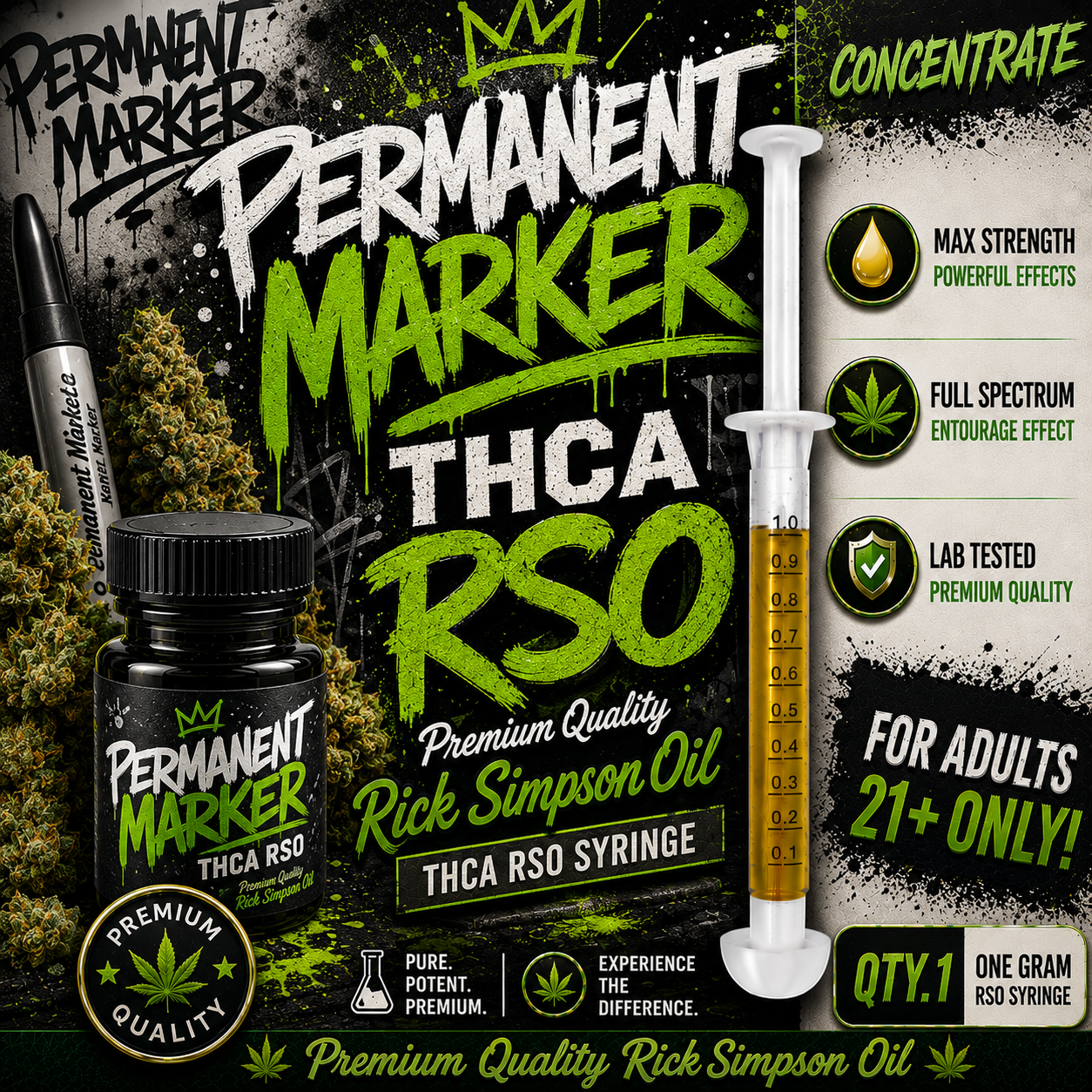 Permanent Marker - RSO | Full Spectrum THCA Extract (1G)