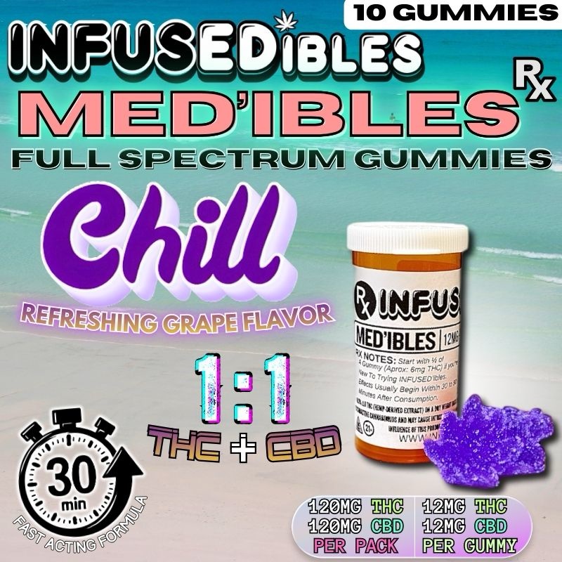 MED'ibles – "Chill" Full Spectrum 1:1 THC + CBD Gummies | 120mg THC:CBD