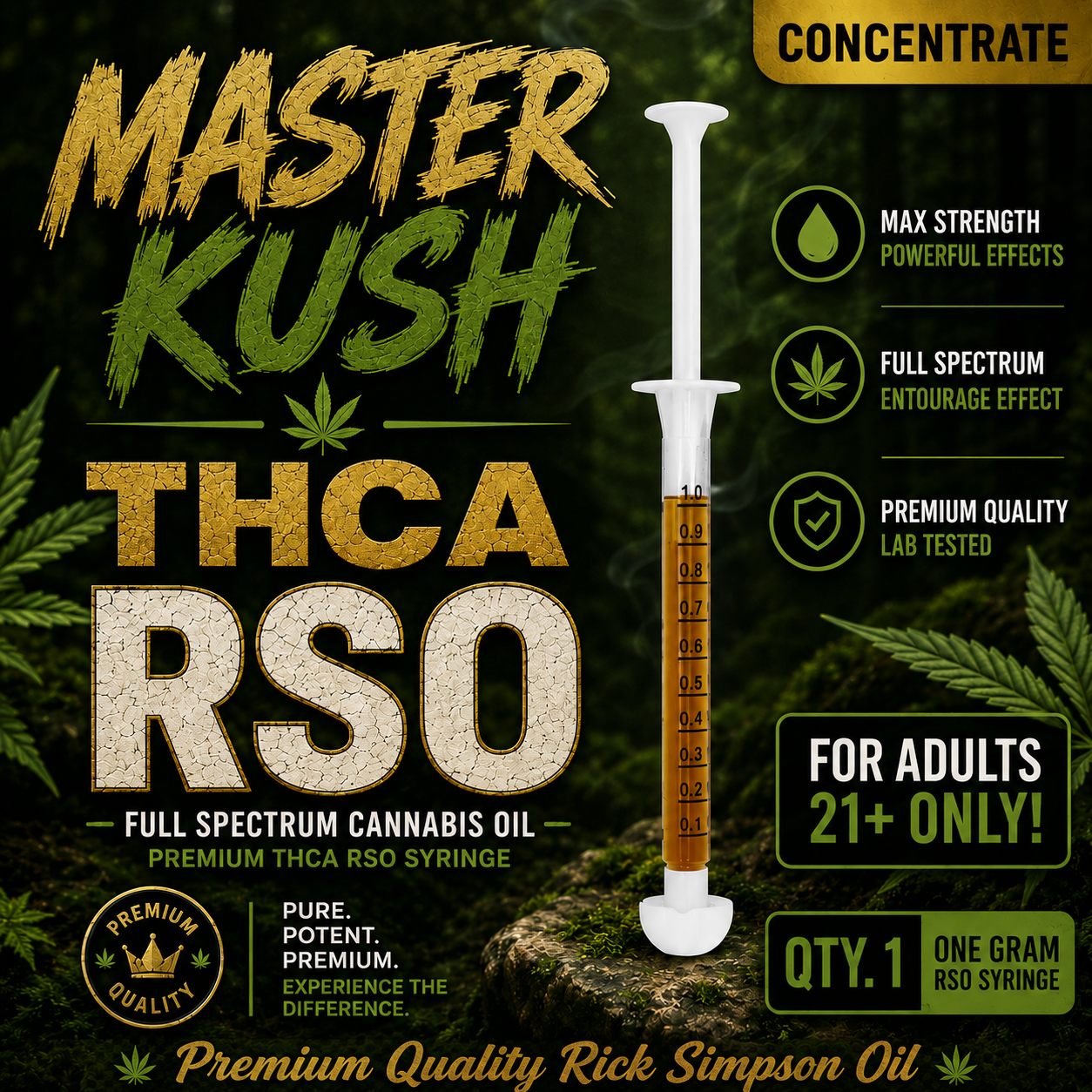 Master Kush - RSO | Full Spectrum THCA Extract (1G)