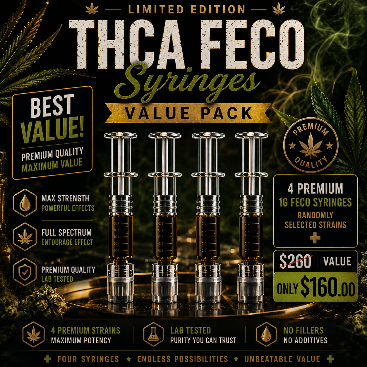 THCA FECO Syringes - Full Spectrum VALUE PACK | 4x Syringes