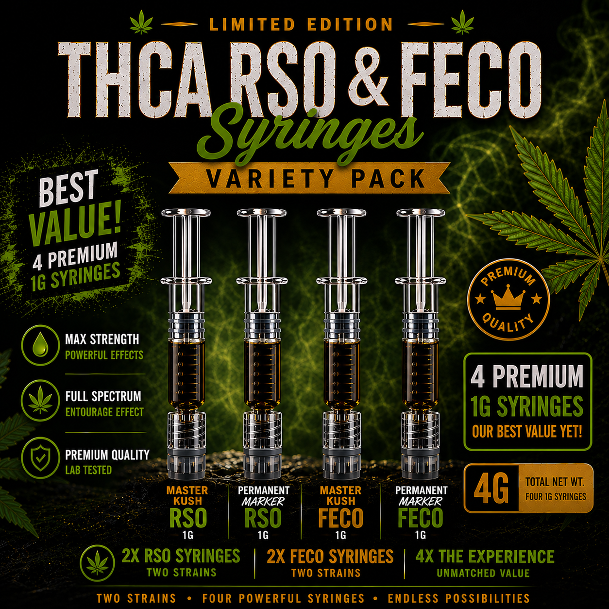 THCA RSO & FECO Syringes - Full Spectrum VARIETY PACK | Limited Edition