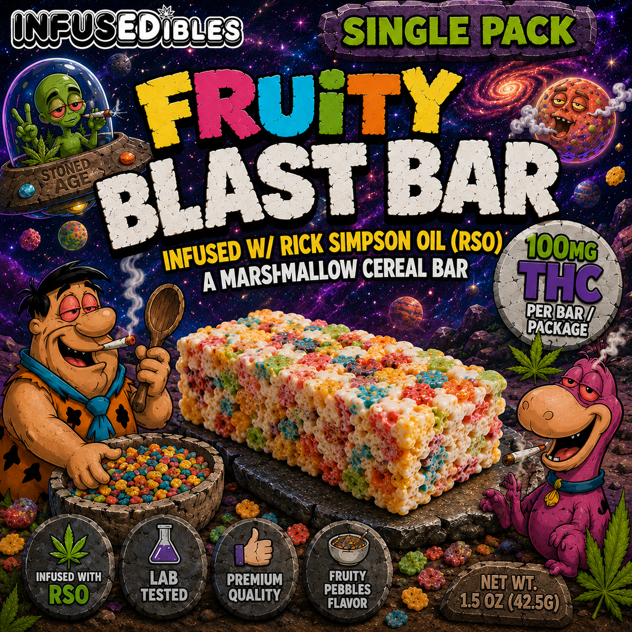 Fruity Blast Bar – Fruity Pebbles Cereal Bar W/ Full Spectrum RSO | 100mg THC